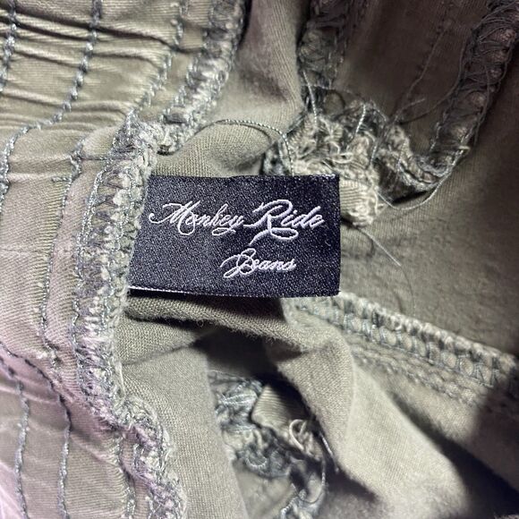 MONKEY RIDE Jeans Cargo Jogger Stretch Utility Pants Pull On Womens 7 28 Green - Picture 8 of 9